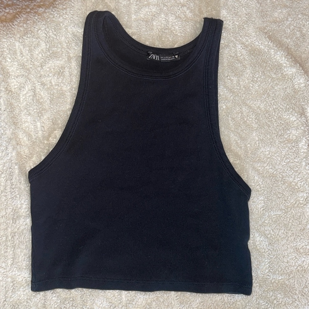 Zara seamless basic top cropped ribbed top